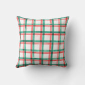 レトロ格子赤緑水色パターン クッション (裏面)