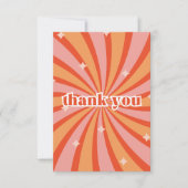 レトロ桃とピンクの渦巻き サンキューカード (正面)