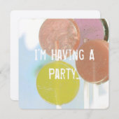 レトロ棒つきキャンデーKIDの誕生日招待状カード 招待状 (正面/裏面)