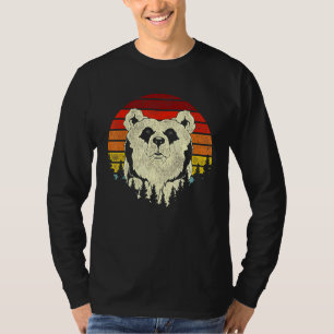レトロ森林動物ブラウンベアーワイルドライフアウトドアNa Tシャツ
