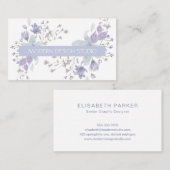 レトロ植物フローラ水色ほこりっぽい青色薄紫 名刺 (正面/裏面)