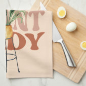 レトロ植物レディーウォーターカラープラントタイポグラフィ キッチンタオル (四つ折り)