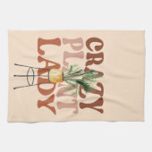 レトロ植物レディーウォーターカラープラントタイポグラフィ キッチンタオル (横)