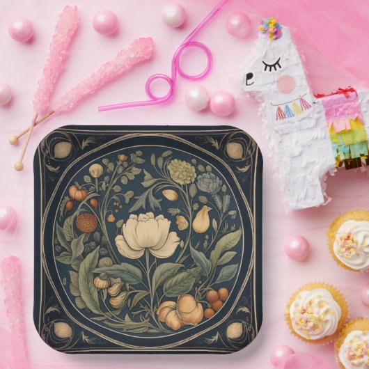 レトロ植物学ハロウィン/ハローウィンパーティプレート ペーパープレート (パーティー)