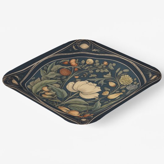 レトロ植物学ハロウィン/ハローウィンパーティプレート ペーパープレート (傾斜あり)