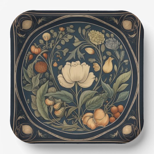 レトロ植物学ハロウィン/ハローウィンパーティプレート ペーパープレート (正面)