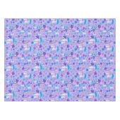 レトロ植物性きのこ花パープルターコイズ テーブルクロス (正面(横))