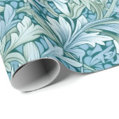レトロ植物模様ブルー ラッピングペーパー (ロールコーナー)