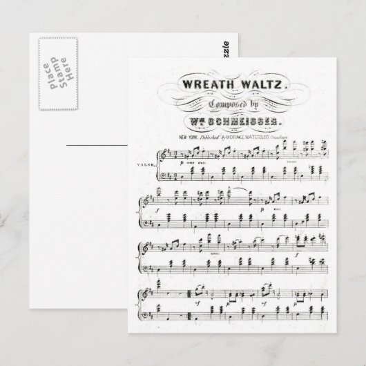 レトロ楽譜(ヴィンテージワルツ) ポストカード (正面/裏面)