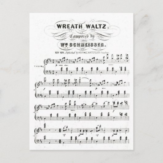 レトロ楽譜(ヴィンテージワルツ) ポストカード (正面)