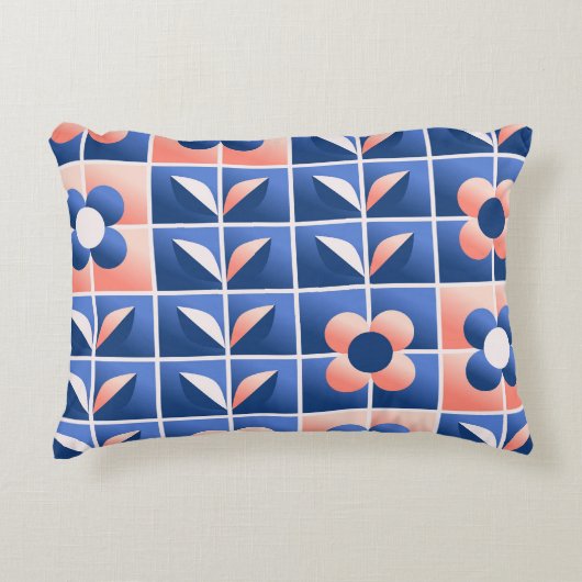 レトロ様式花：モザイクパターン。 アクセントクッション (正面)