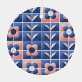 レトロ様式花：モザイクパターン。 ガラスオーナメント (裏面)