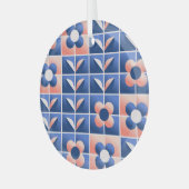 レトロ様式花：モザイクパターン。 ガラスオーナメント (正面左)