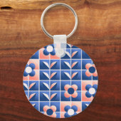 レトロ様式花：モザイクパターン。 キーホルダー (正面)