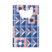 レトロ様式花：モザイクパターン。 クレジットカード栓抜き (裏面)