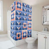 レトロ様式花:モザイクパターン。 シャワーカーテン (インサイチュ)