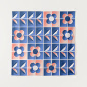 レトロ様式花：モザイクパターン。 タペストリー (正面(横))