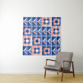 レトロ様式花：モザイクパターン。 タペストリー (インサイチュ(横))