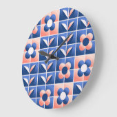 レトロ様式花：モザイクパターン。 ラージ壁時計 (傾斜)