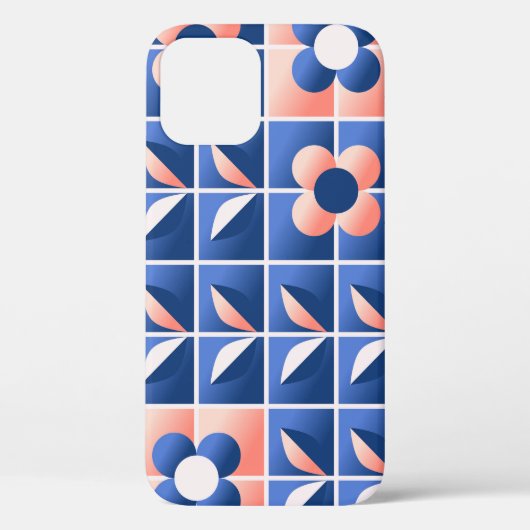 レトロ様式花：モザイクパターン。 Case-Mate iPhoneケース (裏面)