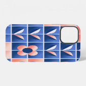レトロ様式花:モザイクパターン。 iPhoneケース (裏面横)