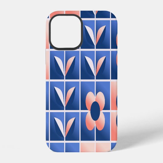 レトロ様式花:モザイクパターン。 iPhoneケース (裏面)