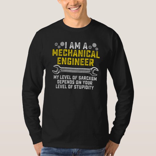 レトロ機械エンジニアレベルの皮肉エンジニアリング Tシャツ (正面)