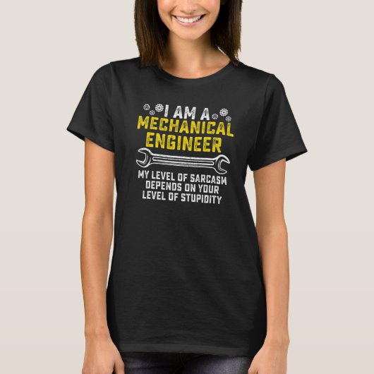 レトロ機械エンジニアレベルの皮肉エンジニアリング Tシャツ (正面)