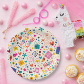 レトロ歌唱ハッピーバースデー ペーパープレート (パーティー)