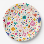 レトロ歌唱ハッピーバースデー ペーパープレート (正面)