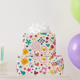 レトロ歌唱ハッピーバースデー ラッピングペーパー