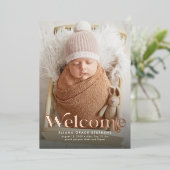 レトロ歓迎バラ金ゴールド写真の誕生発表 箔招待状 (立ち正面)