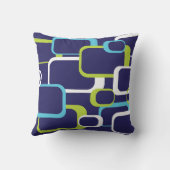 レトロ正方形パターングリーンブルーホワイト クッション (裏面)