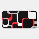 レトロ正方形パターンレッドホワイトグレーブラック Case-Mate iPhoneケース (裏面 (横))