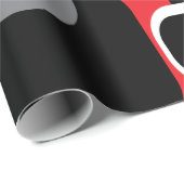 レトロ正方形パターンレッド白黒グレー ラッピングペーパー (ロールコーナー)