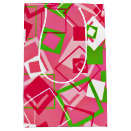 レトロ正方形パターン ミディアムペーパーバッグ