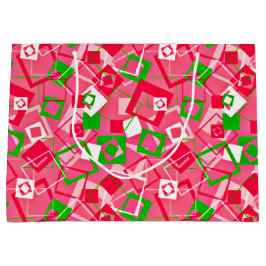 レトロ正方形パターン ラージペーパーバッグ