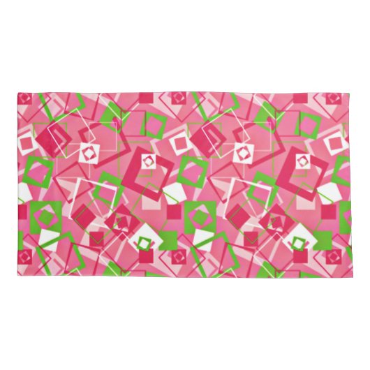 レトロ正方形パターン 枕カバー (裏面)