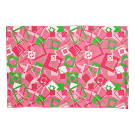 レトロ正方形パターン 枕カバー