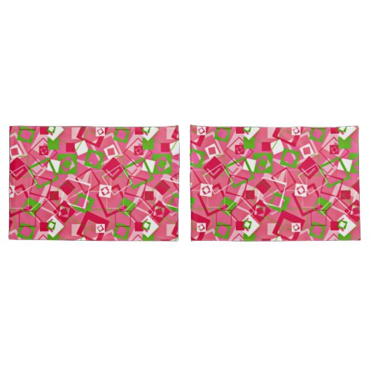 レトロ正方形パターン 枕カバー (バックセット)