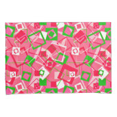 レトロ正方形パターン 枕カバー (正面右)