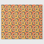 レトロ正方形パターン – 赤、茶色、オレンジ ラッピングペーパー (フラット)