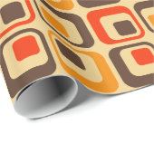 レトロ正方形パターン – 赤、茶色、オレンジ ラッピングペーパー (ロールコーナー)