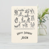 レトロ武術アーツメンズハッピーバースデーカード 案内状 (スタンド正面)