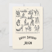 レトロ武術アーツメンズハッピーバースデーカード 案内状 (正面)