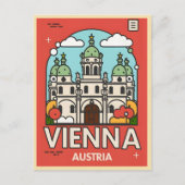 レトロ歴史的なウィーン市オーストリアのスカイラインギフト ポストカード (正面)