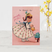 レトロ母の日のグリーティングカード カード (黄色い花)