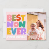 レトロ母の日の写真カラフル カード (正面)