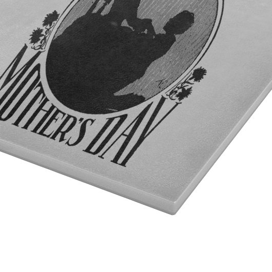 レトロ母の日シルエットライトグレーガラス カッティングボード (角)