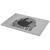 レトロ母の日シルエットライトグレーガラス カッティングボード (角)